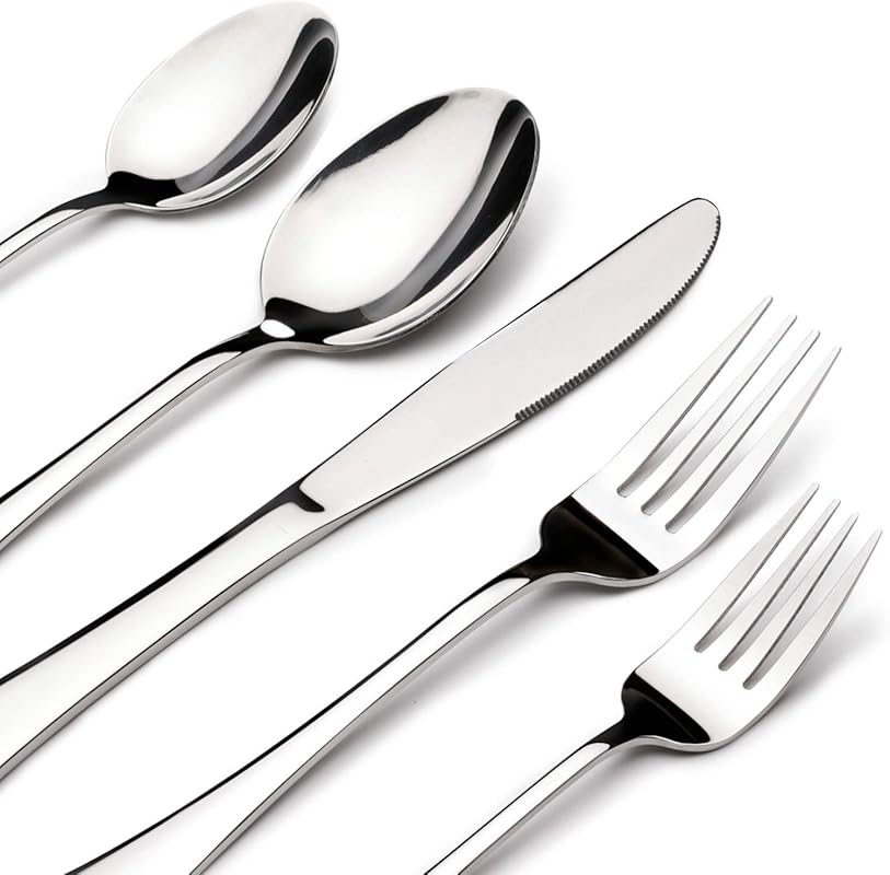 Heavy Duty 40-Piece Silverware Set for 8, Stainless Steel Flatware wit