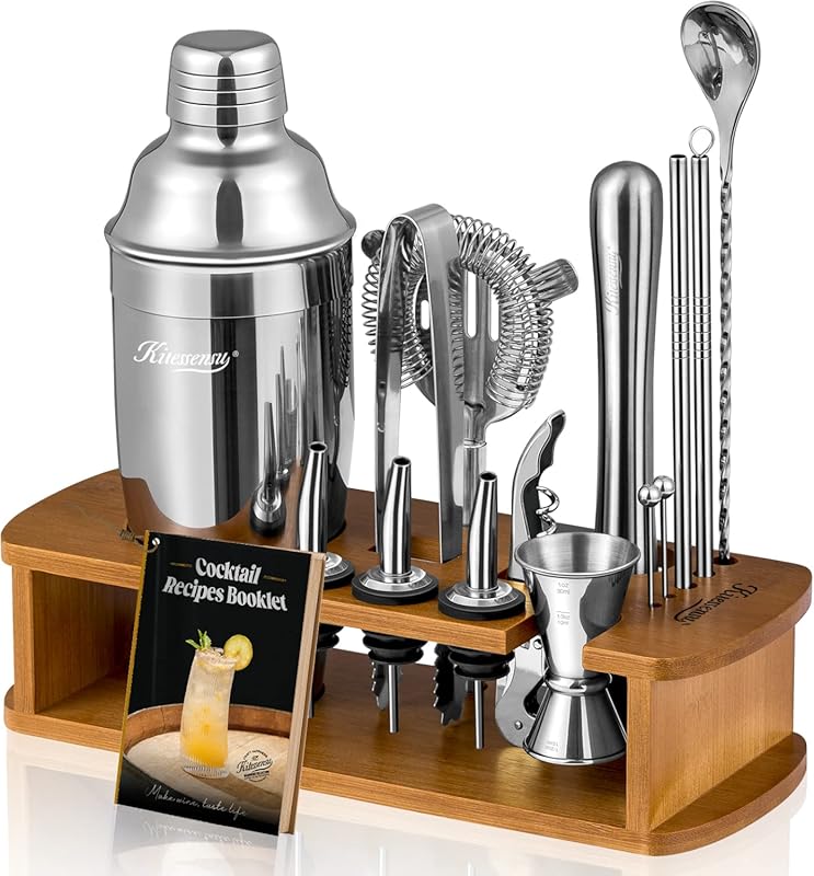 KITESSENSU Cocktail Shaker Set Bartender Kit with Stand, Essential Bar
