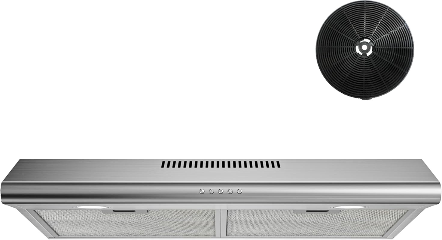 FIREGAS 30-Inch Under Cabinet Range Hood, Ducted/Ductless, 3-Speed Fan