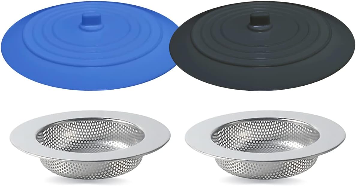 4-Piece Universal Kitchen Sink Strainer & Stopper Kit with Silicone Pl