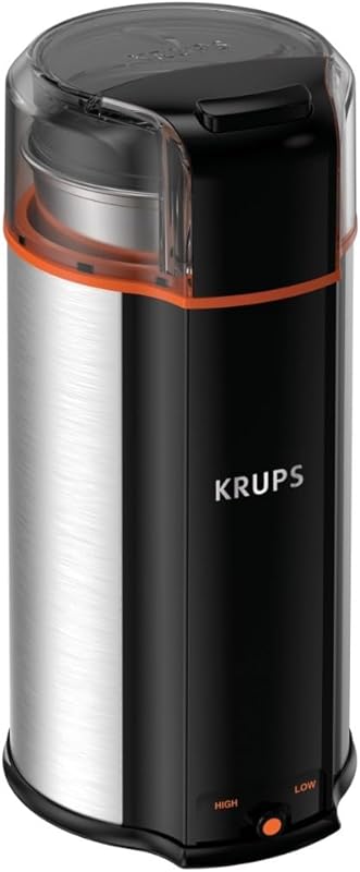 KRUPS Ultimate Silent Vortex Coffee Grinder, 3oz, 240W, 2 Speeds, Dish