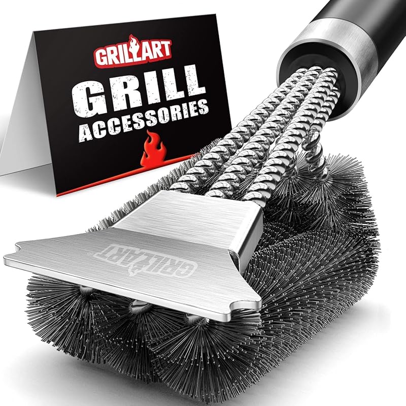 GRILLART BR-8529 Grill Brush & Scraper: Deluxe Handle, Safe Wire Brist