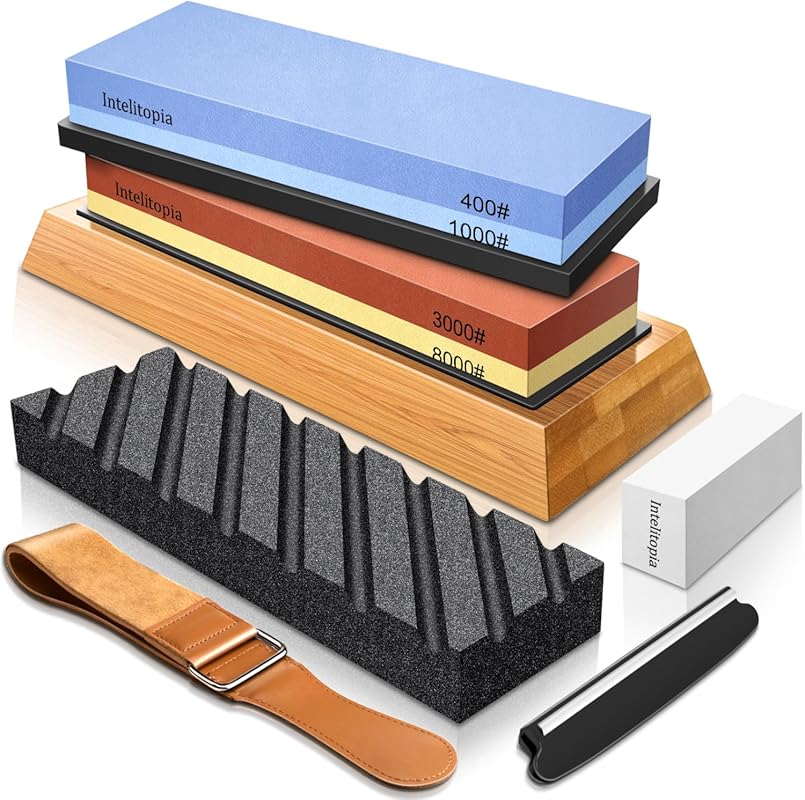 Intelitopia Complete Dual Grit Whetstone Knife Sharpening Set - 400/10