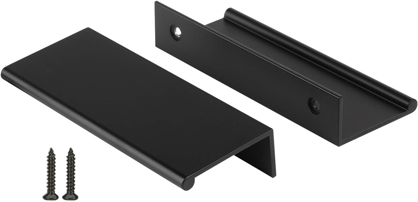 Peaha 10 Pack Black 3-Inch Aluminum Alloy Edge Finger Pull Cabinet & D