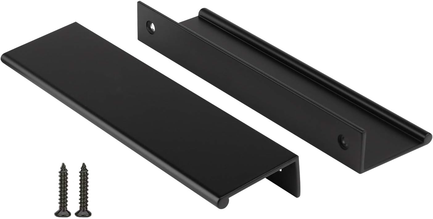Peaha 10 Pack Black 5 Inch Aluminum Alloy Finger Pull Cabinet Handles 