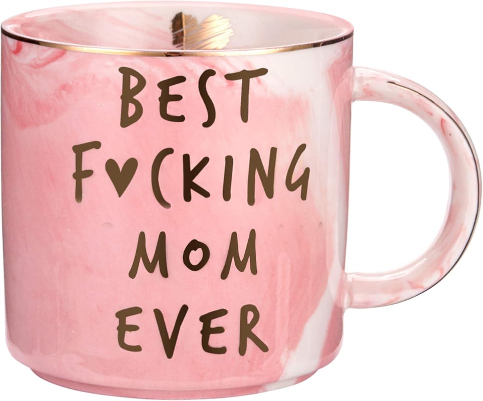 Hendson Best Mom Ever Pink Marble 11.5oz Coffee Mug for New Moms, Birt