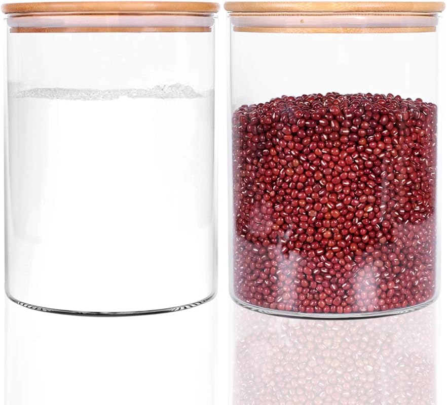 Set of 2 Large Glass Food Storage Jars, 100oz with Airtight Bamboo Lid