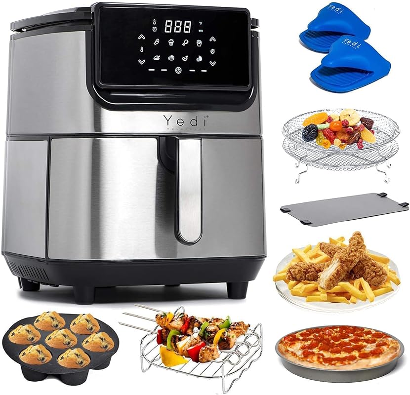 Yedi Evolution Air Fryer, 6.8 Quart Stainless-Steel with Ceramic Baske