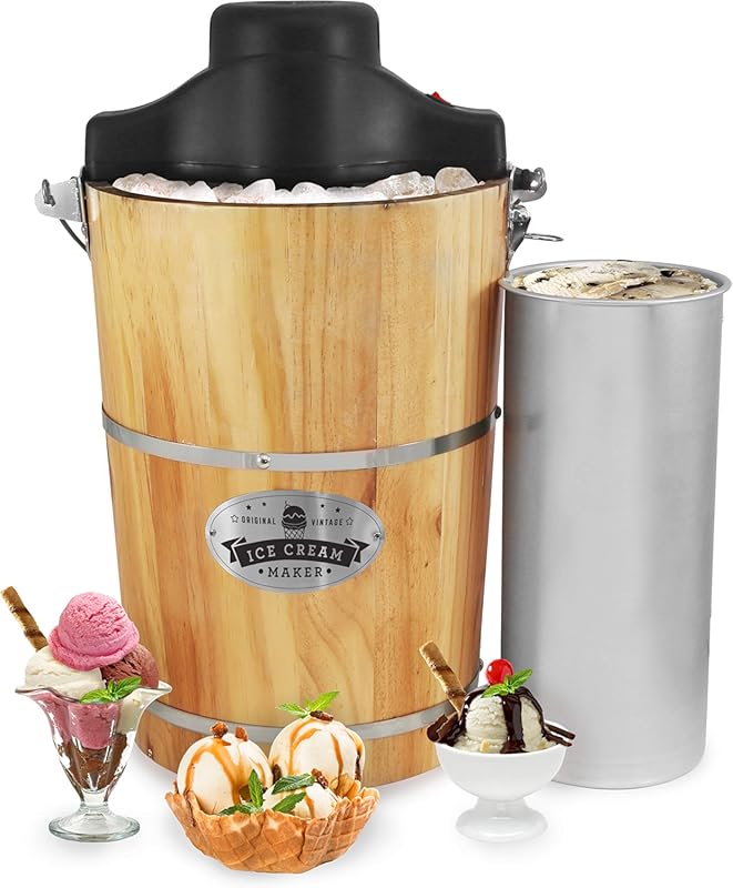 Elite Gourmet EIM916 6-Quart Old Fashioned Electric Ice Cream Maker, V