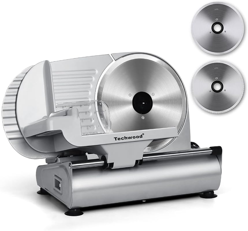 Techwood Electric Deli Food Slicer for Meat, Cheese, Bread with Remova