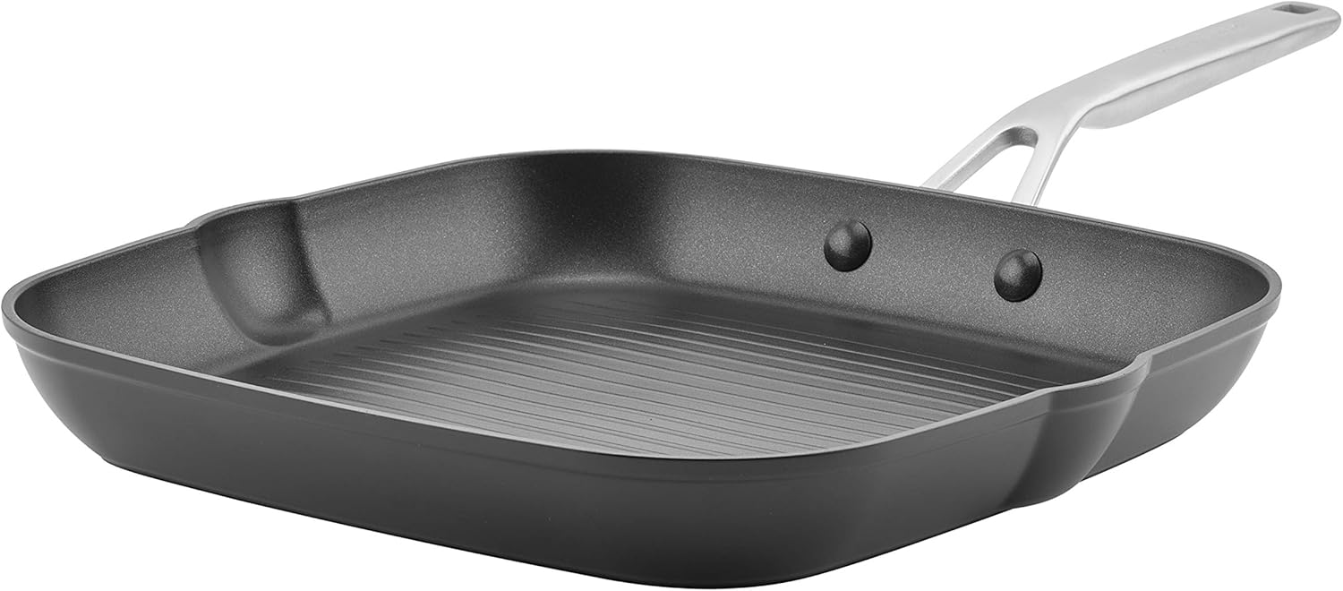 KitchenAid Hard Anodized Nonstick Square Grill Pan/Griddle, 11.25 Inch