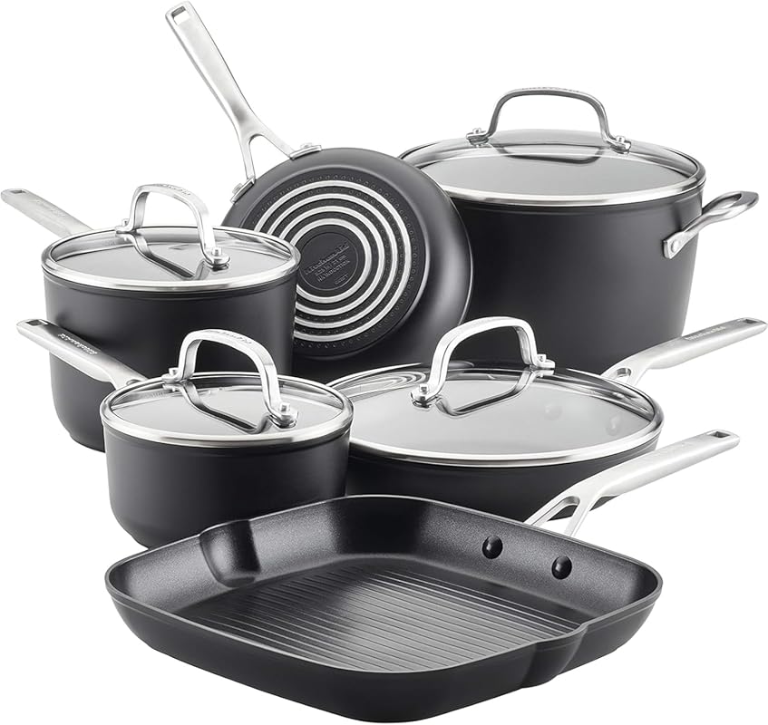 KitchenAid Hard Anodized Induction Nonstick Cookware Set, 10 Piece Pot