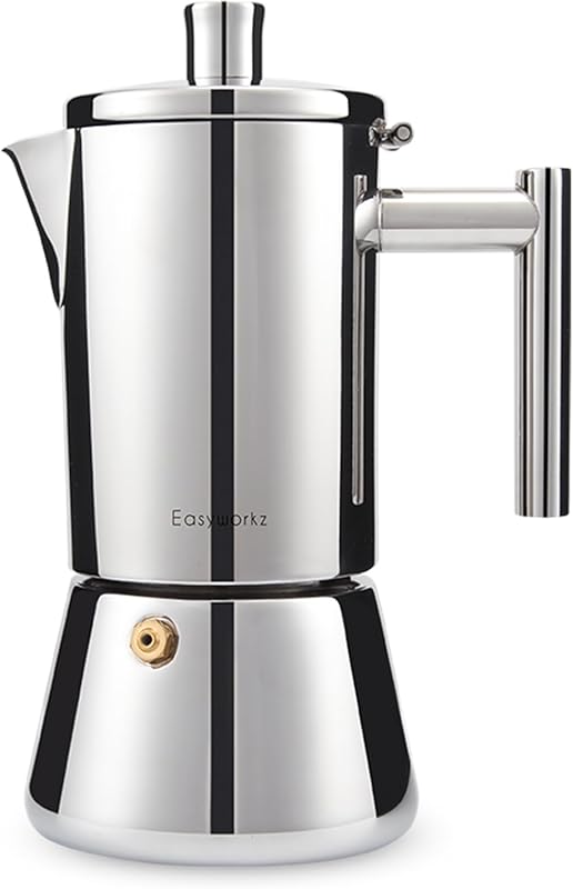 Easyworkz Diego 6-Cup Stovetop Espresso Maker, Stainless Steel Italian