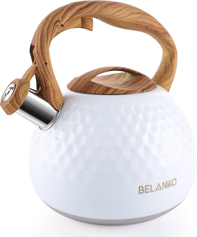 BELANKO 2.7 Quart Stovetop Tea Kettle: Food Grade Stainless Steel, Dia