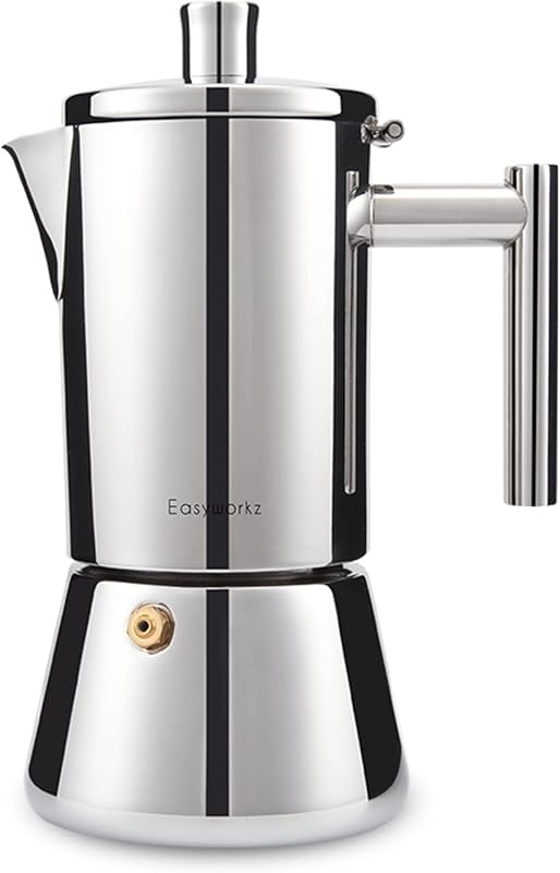 Easyworkz Diego 4-Cup Stovetop Espresso Maker, Stainless Steel Italian