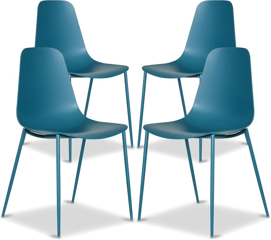 Poly & BARK Isla Modern Kitchen Chairs Set of 4, Plastic Dining Chairs