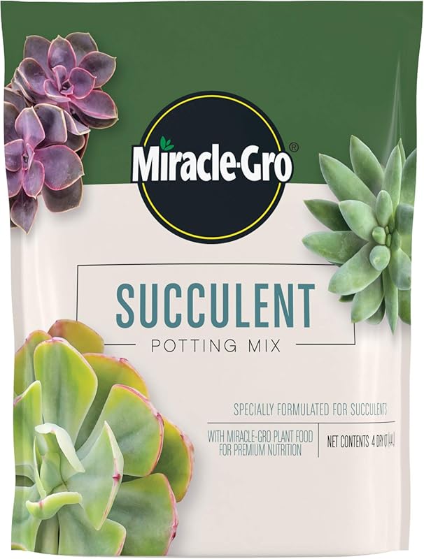 Miracle-Gro Succulent Potting Mix (4 Qt) with Plant Food, for Indoor S