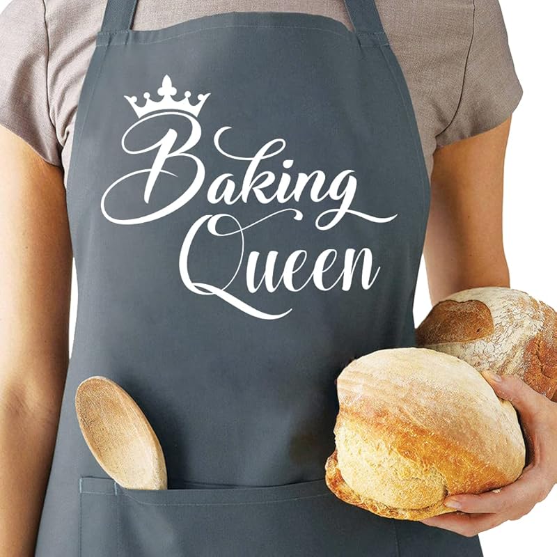 Funny Baking Apron for Women: Cute 'Baking Queen' Kitchen Cooking Apro