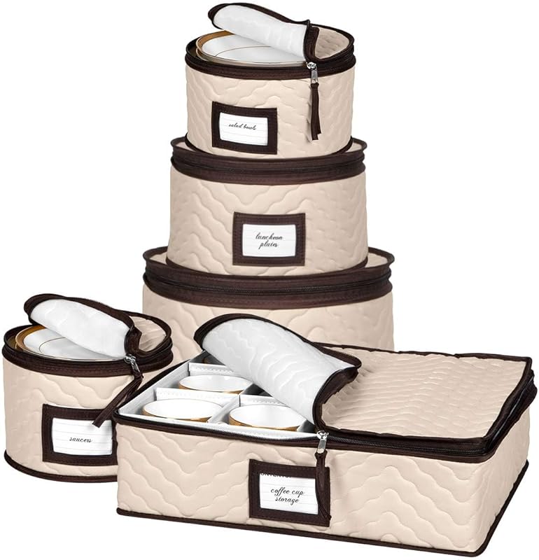 5-Piece Quilted Microfiber China Storage Container Set with Dividers f