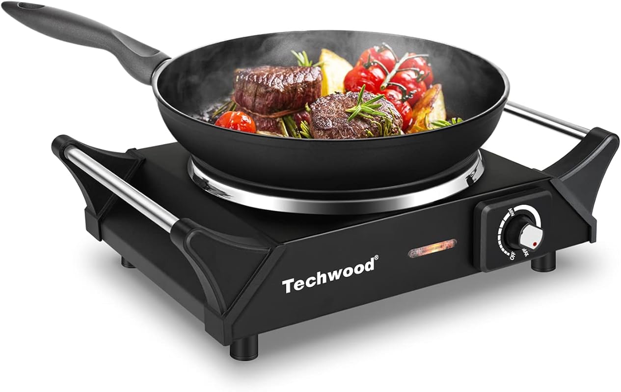 Techwood Electric Hot Plate 1500W Countertop Single Burner, Adjustable