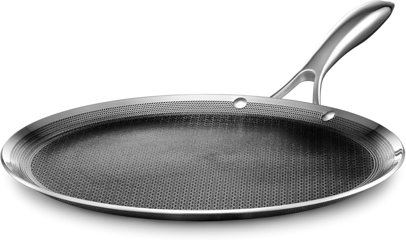 HexClad Hybrid Nonstick 12-Inch Griddle Pan with Stay-Cool Handle, Dis