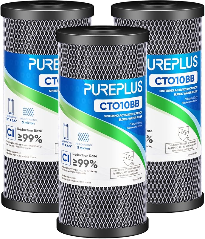 PUREPLUS 5 Micron 10-inch Universal Whole House Coconut Shell Activate
