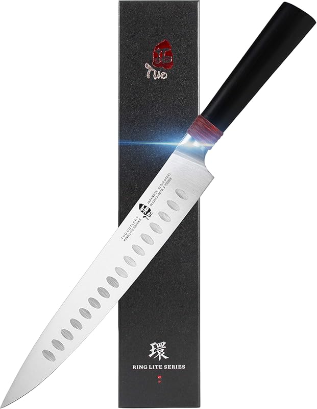 TUO Ring Lite Series 9-Inch Slicing Knife, Ultra Sharp AUS-8 Stainless