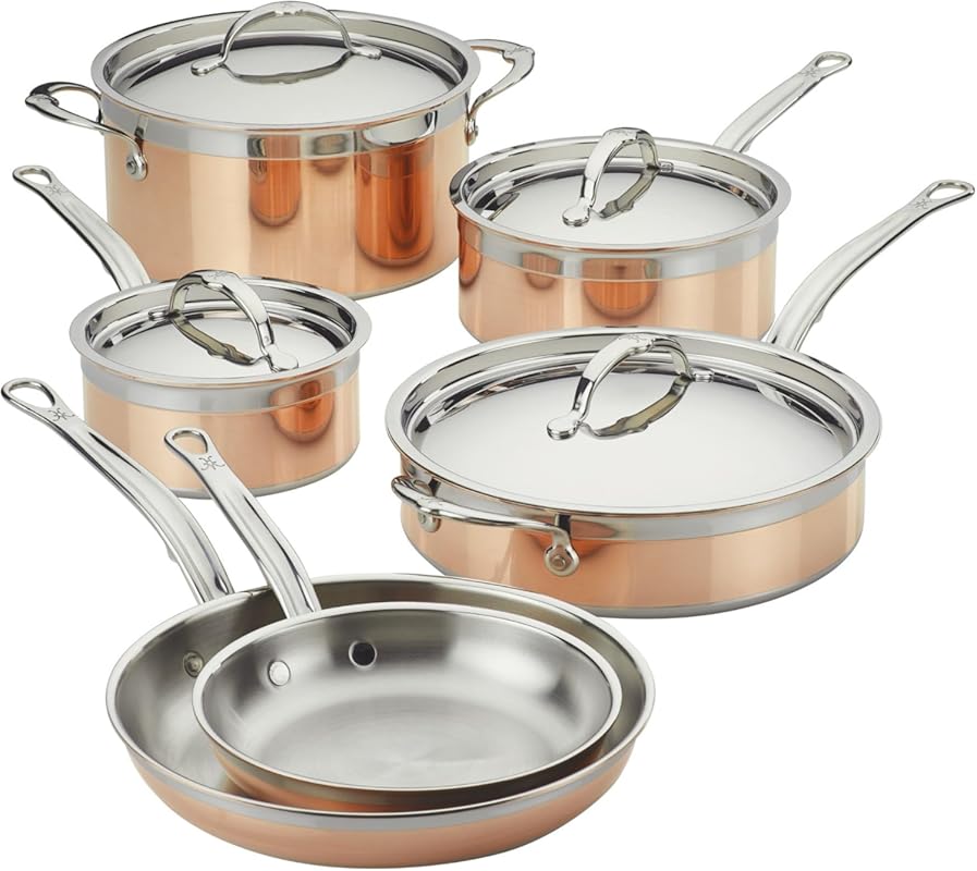 Hestan CopperBond 10-Piece Ultimate Pure Copper Cookware Set, Inductio