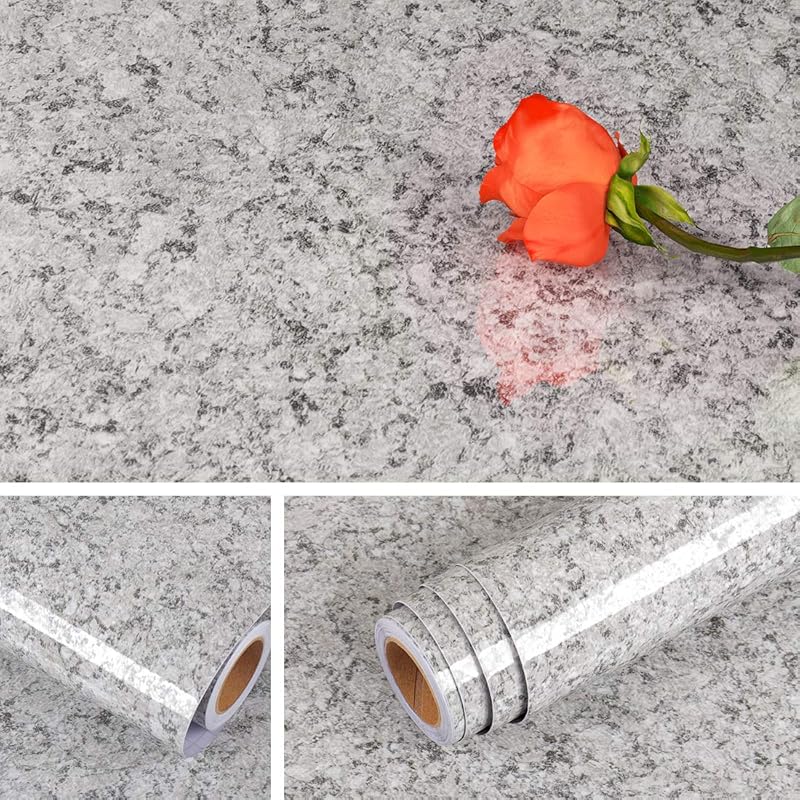 Livelynine 15.8x197 Gray Granite Contact Paper, Waterproof Peel & Stic
