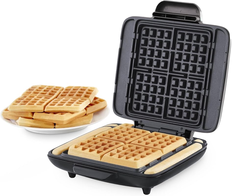 Dash No-Drip Quad Waffle Maker, Dual Nonstick Plates & Quick Heat-Up S