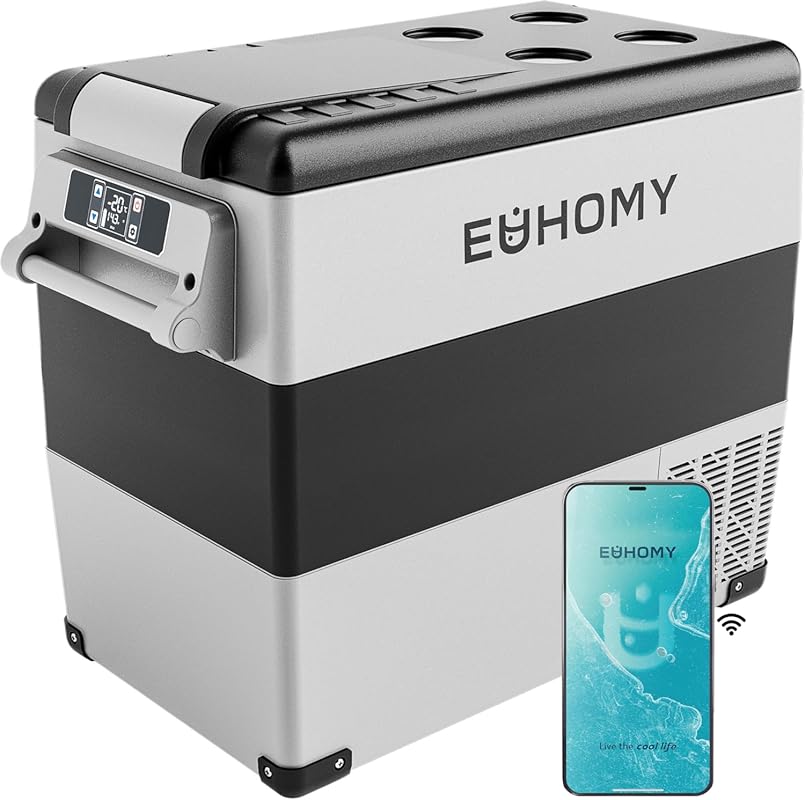 EUHOMY 59QT Portable 12V Refrigerator Freezer, Electric Cooler with AP