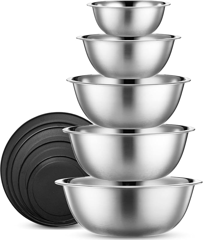WHYSKO 10-Piece Stainless Steel Mixing Bowls Set with Lids