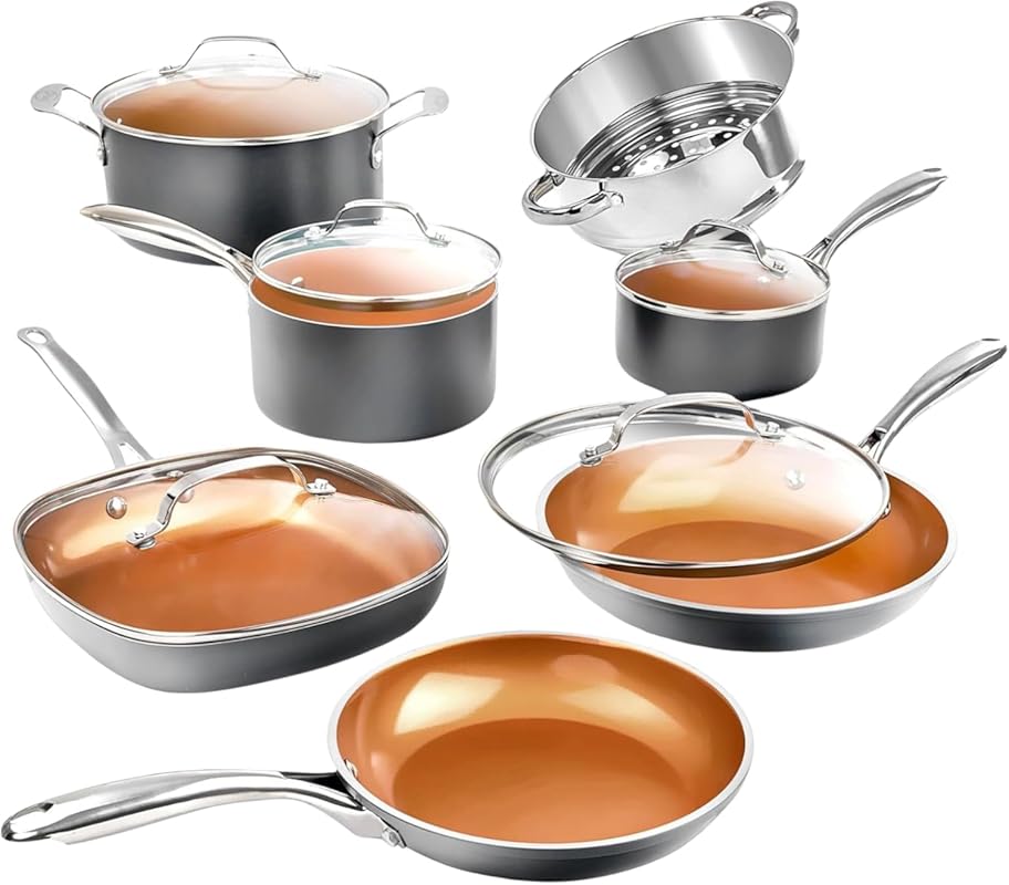 Gotham Steel 12-Piece Ceramic Nonstick Cookware Set, PFOA/PFOS Free, O
