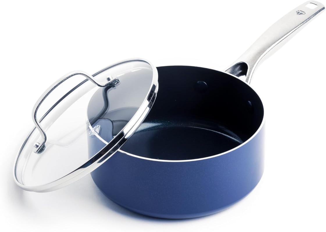Blue Diamond Nonstick 2-Quart Saucepan with Lid, PFAS-Free Diamond Cer