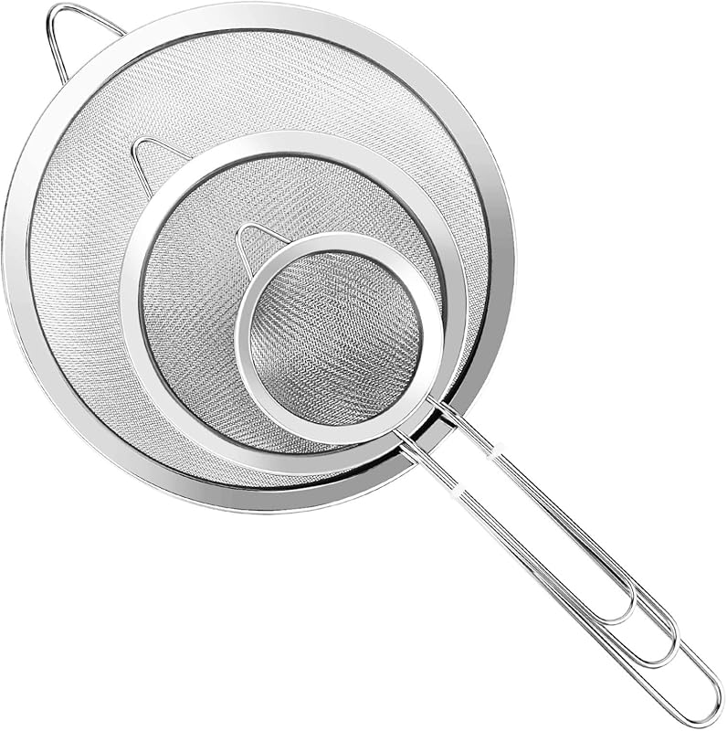 YLYL 3-Piece Stainless Steel Extra Fine Mesh Strainer Set with Handles