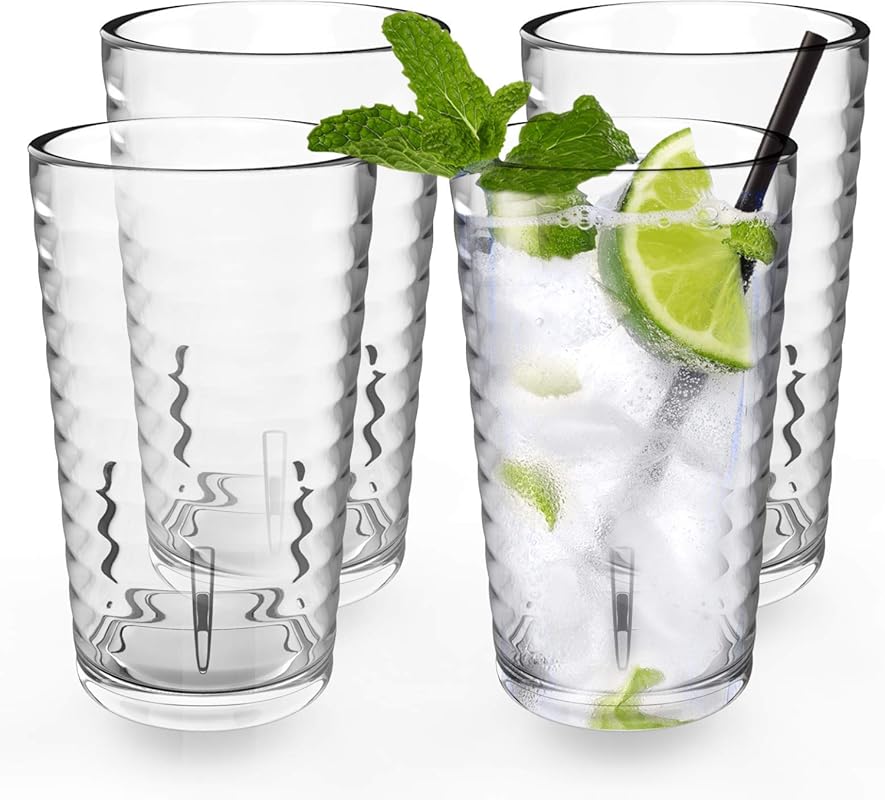 Unbreakable 13oz Acrylic Plastic Tumblers (Set of 4) - Shatterproof, B
