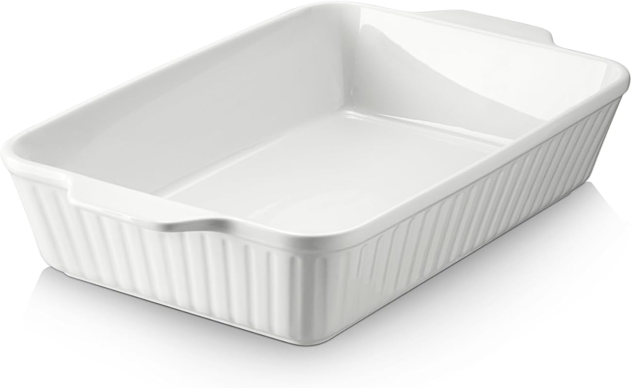 DOWAN 9x13 Ceramic Lasagna Pan, Large 4.2-Quart Deep Baking Dish with 