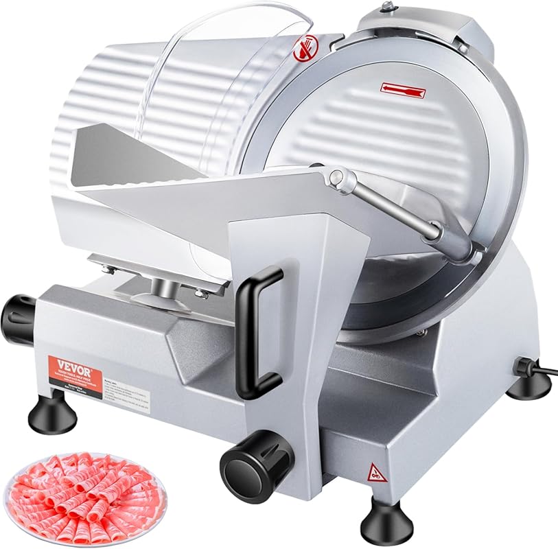 VEVOR 10-inch Commercial Electric Meat Slicer, 240W Semi-Auto Deli Foo