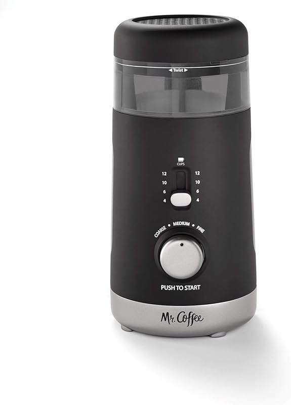 Mr. Coffee Automatic Coffee Grinder: 5 Presets, 12-Cup Capacity, Black