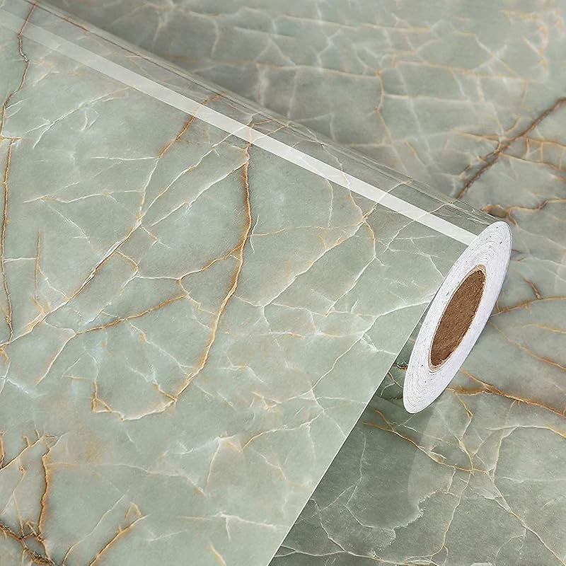 Green Marble Granite Peel and Stick Waterproof Contact Paper 15.8