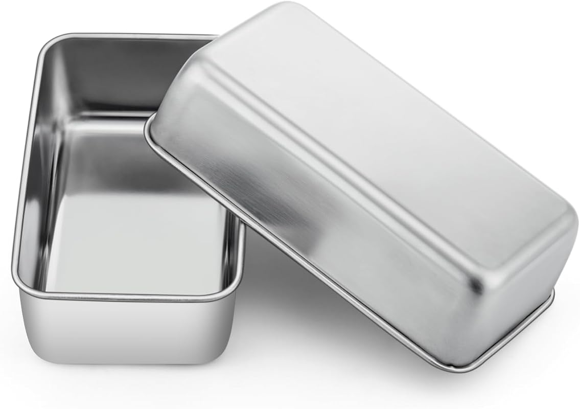 P&P CHEF 9x5 Stainless Steel Loaf Pan Set (2Pcs), Non-Toxic & Oven Saf