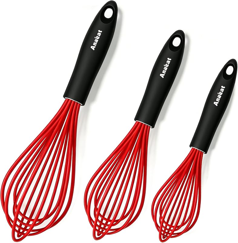 Anaeat Silicone Whisk - Thick Stainless Steel, Heat Resistant for Non-