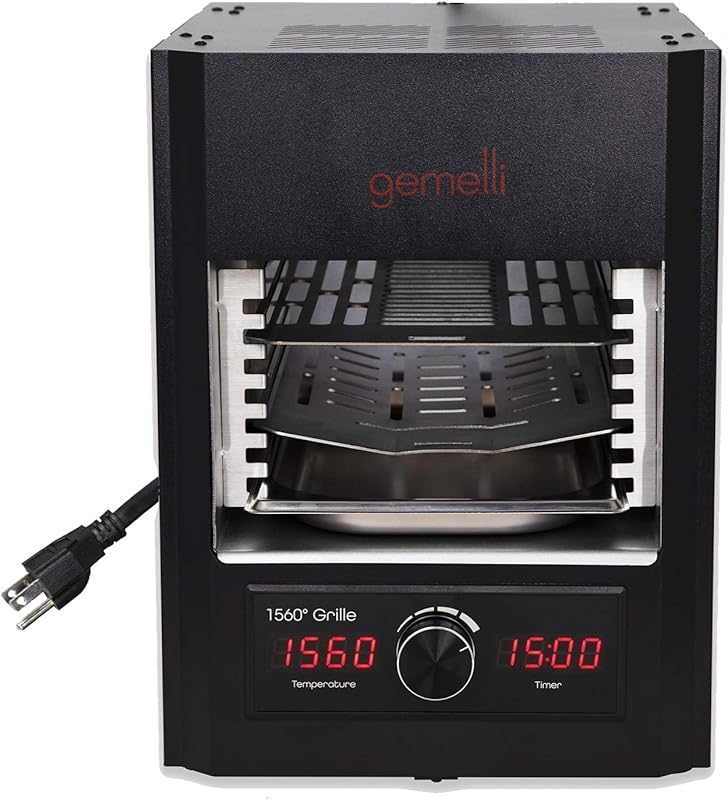 Gemelli Home Gourmet Steak Grille, Indoor Electric Infrared Grill and 