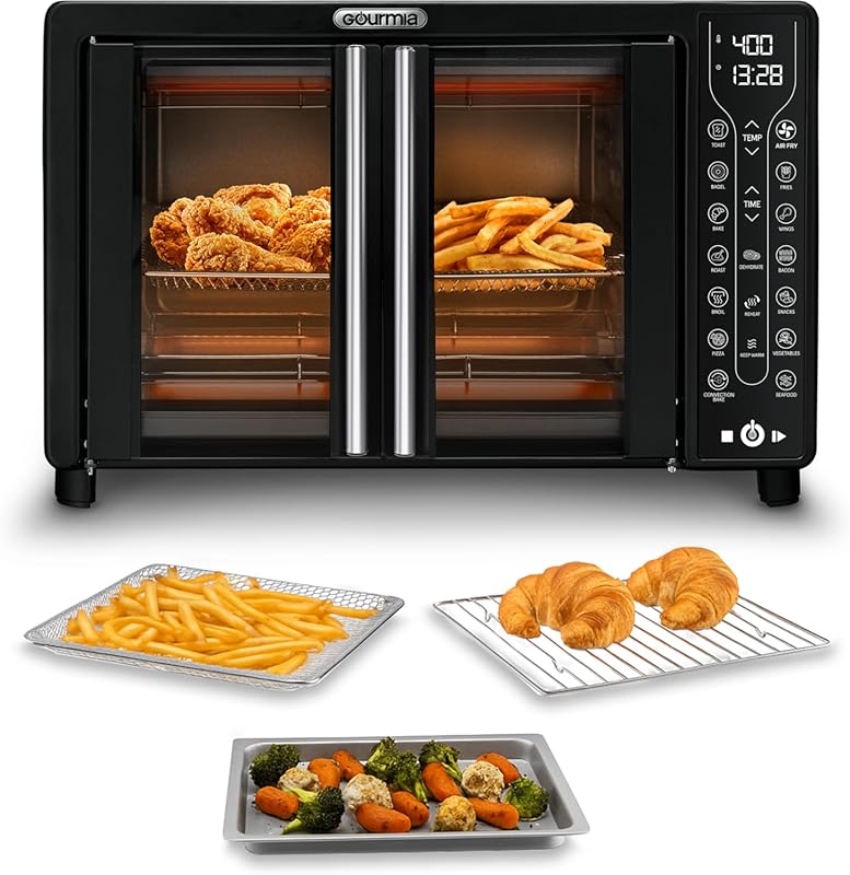 Gourmia French Door Air Fryer Convection Oven, 25 Qt Large, Fryforce 3