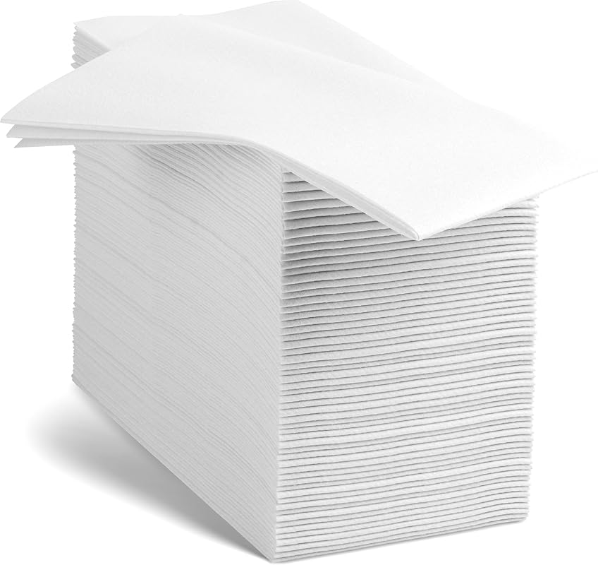 Linen-Feel European-White Disposable Paper Dinner Napkins (100 Count) 