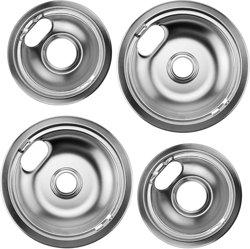 Chrome Electric Stove Burner Drip Pan Set (4-Piece: 2x6