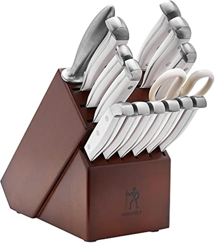 HENCKELS Statement Razor-Sharp 15-Piece White Handle Knife Set with Bl