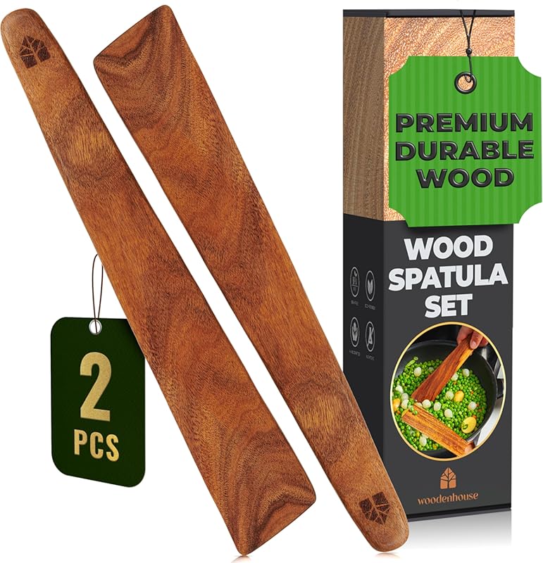 Woodenhouse 12-Inch Teak Spatula Set of 2 – Turner & Flipper for Cast 