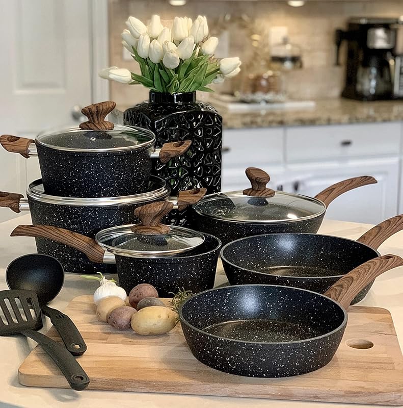 Kitchen Academy Nonstick Induction Cookware Set (12-Pc) Pots & Pans, G
