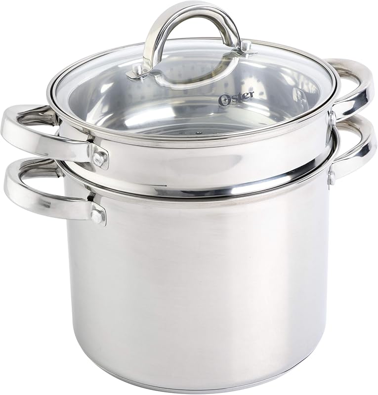 Oster Sangerfield 5-Quart Stainless Steel Pasta Pot Set with Steamer B